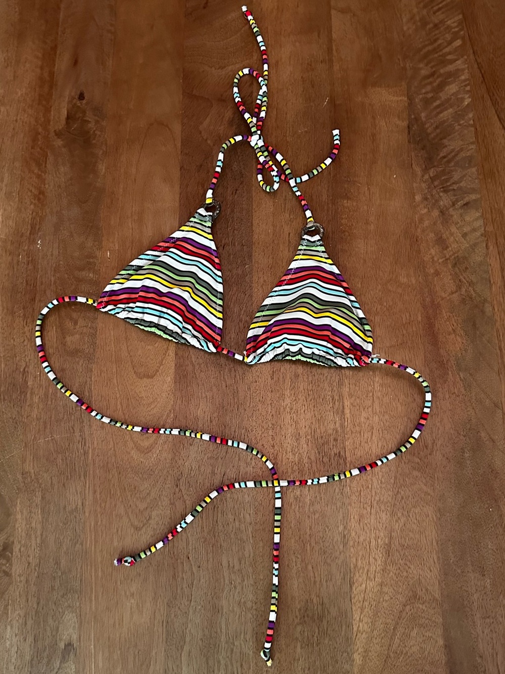 American Eagle Outfitters Multicolor Striped Triangle Bikini Top